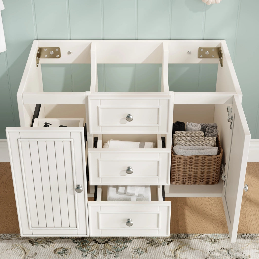 Mobile sottolavabo con 2 cassetti e vano; per bagno; in MDF; bianco; 78.5×46×46.8 cm