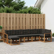 Set di divani da esterno con cuscino 7 pcs Naturale e Nero 3382096