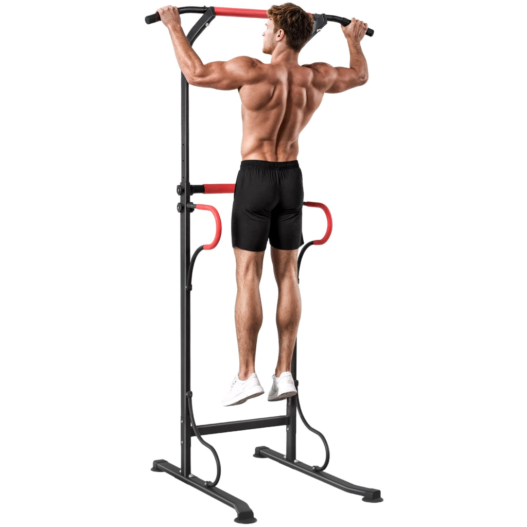Stazione Fitness Multifunzione Power Tower ¨C Xylo ¨C Altezza Regolabile 171-219cm Nero Rosso
