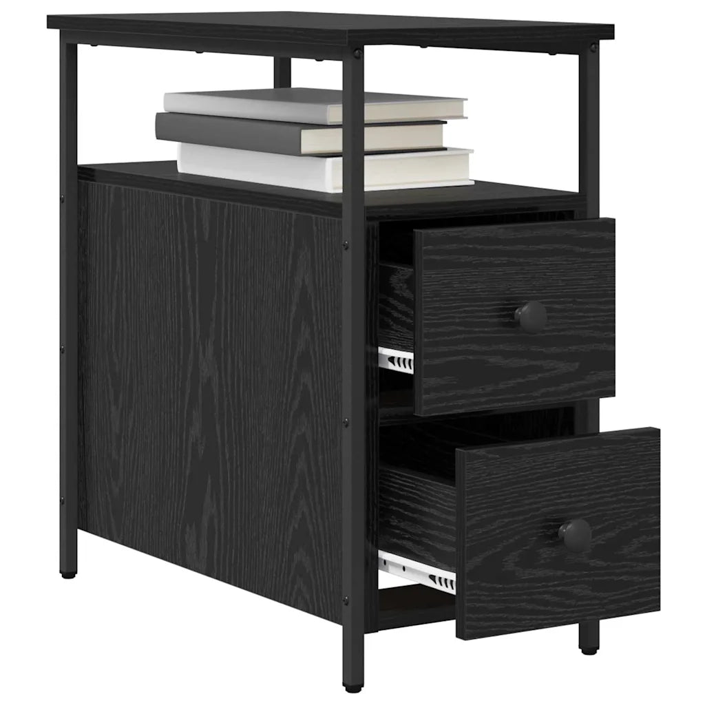 Armadio da Notte con cassetto 2 pcs Rovere nero 30 x 60 x 60 cm 871276