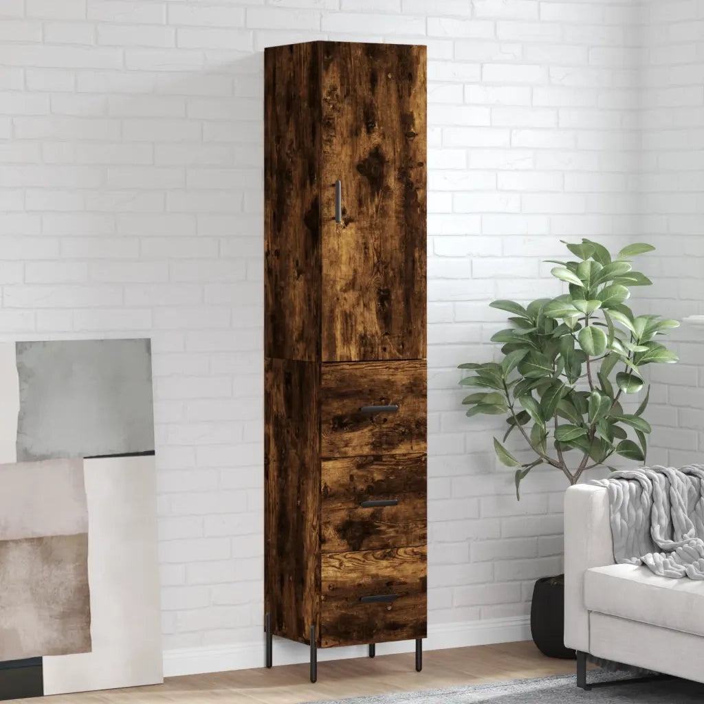 Credenza-Buffet-Armadio da cucina Rovere Fumo 34,5x34x180 cm in Legno Multistrato 921559