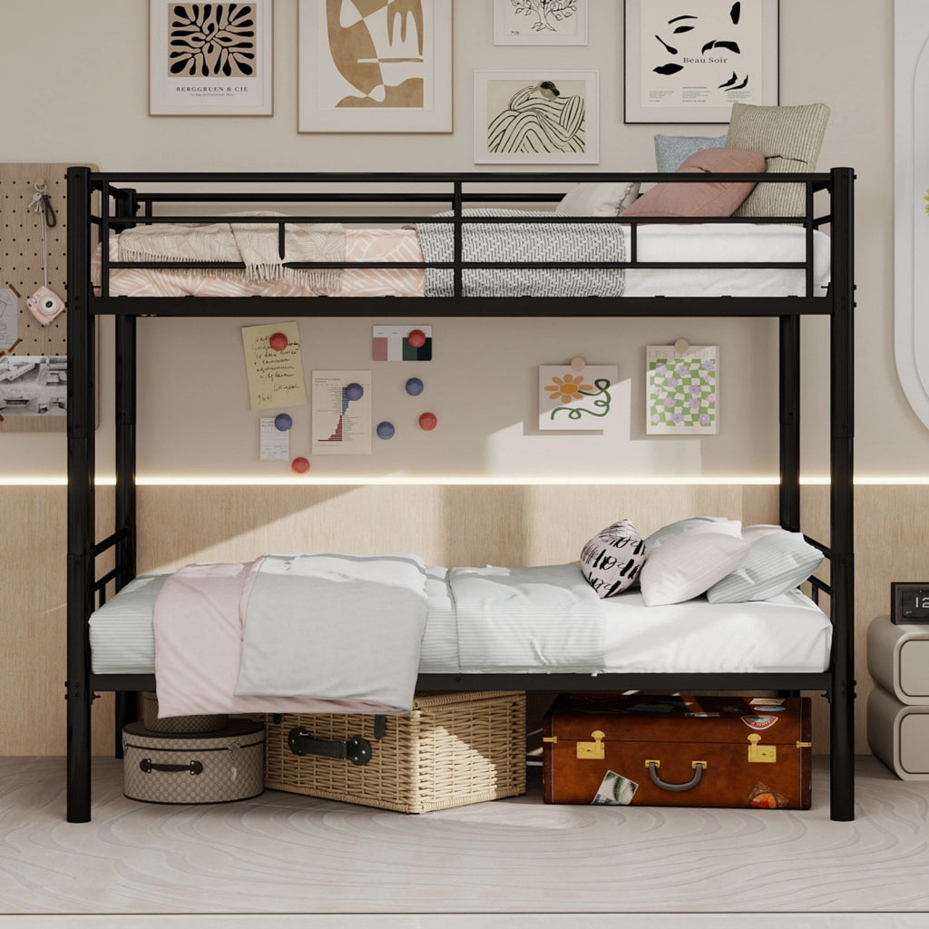 Letto a castello per bambini funzione convertibile in ferro nero 97;8x196;6 cm
