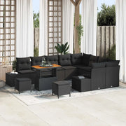 Set Divano da Giardino con cuscino 12 pcs Nero polyrattan