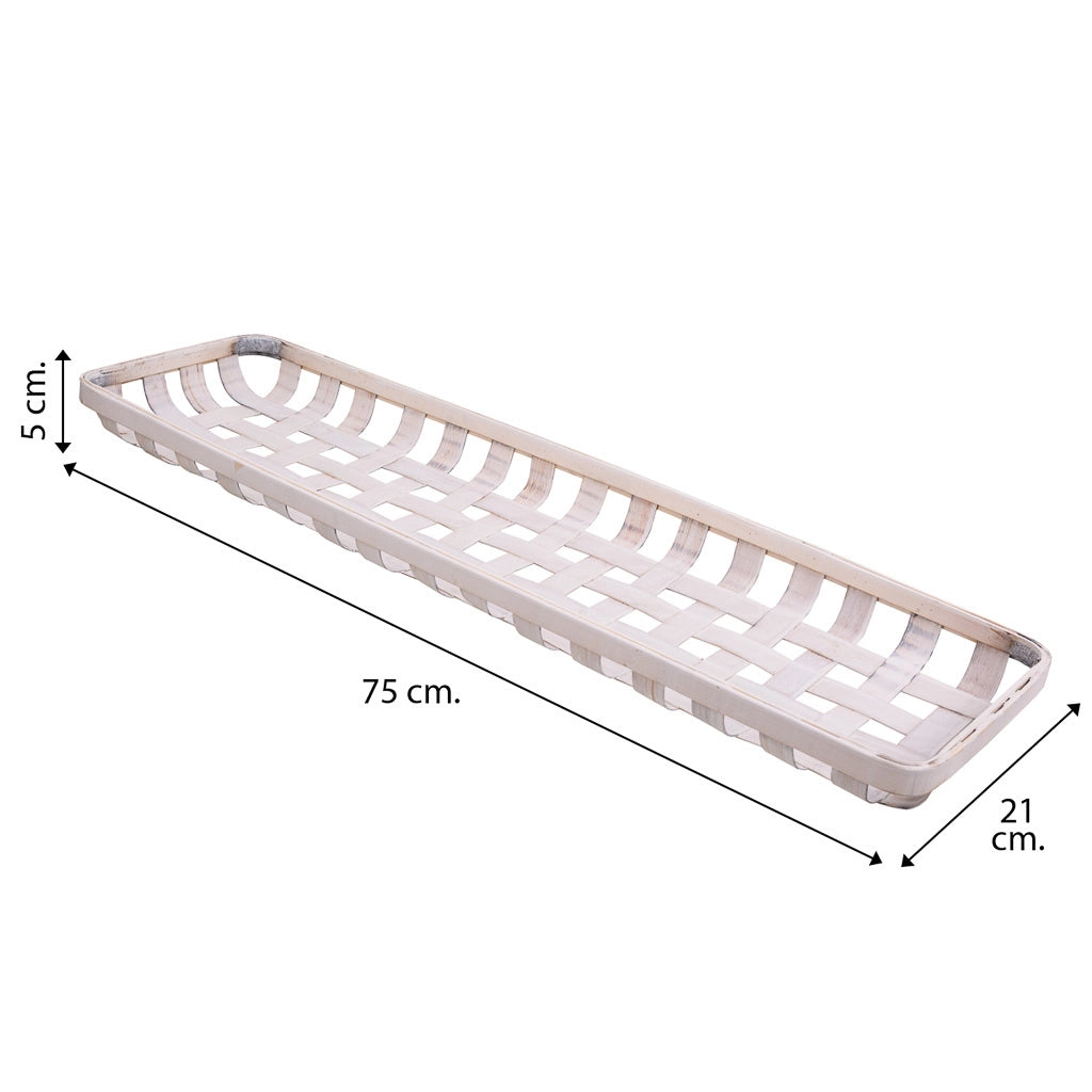 Vassoio in bambù bianco 75x21x5h