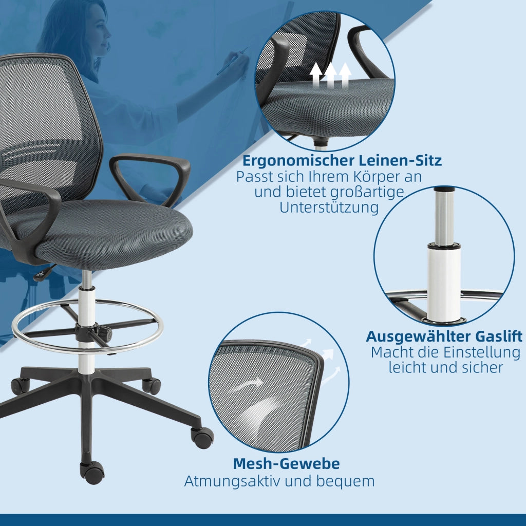 Sedia da Ufficio Ergonomica con Braccioli e Poggiapiedi Regolabile ¨C Minimal ¨C Grigio