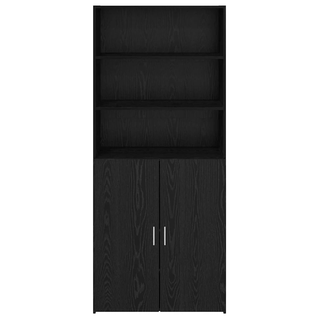 Credenza | Madia | Buffet da pranzo | Armadio da pranzo Rovere Nero 80 x 42,5 x 185 cm Legno multistrato