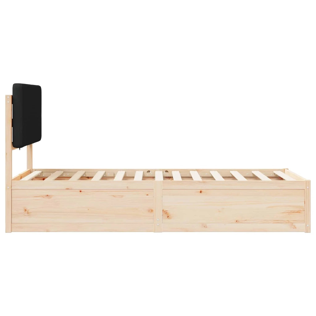 Letto con Testiera Rivestita Nero 90 x 200 cm Pino massello 877656