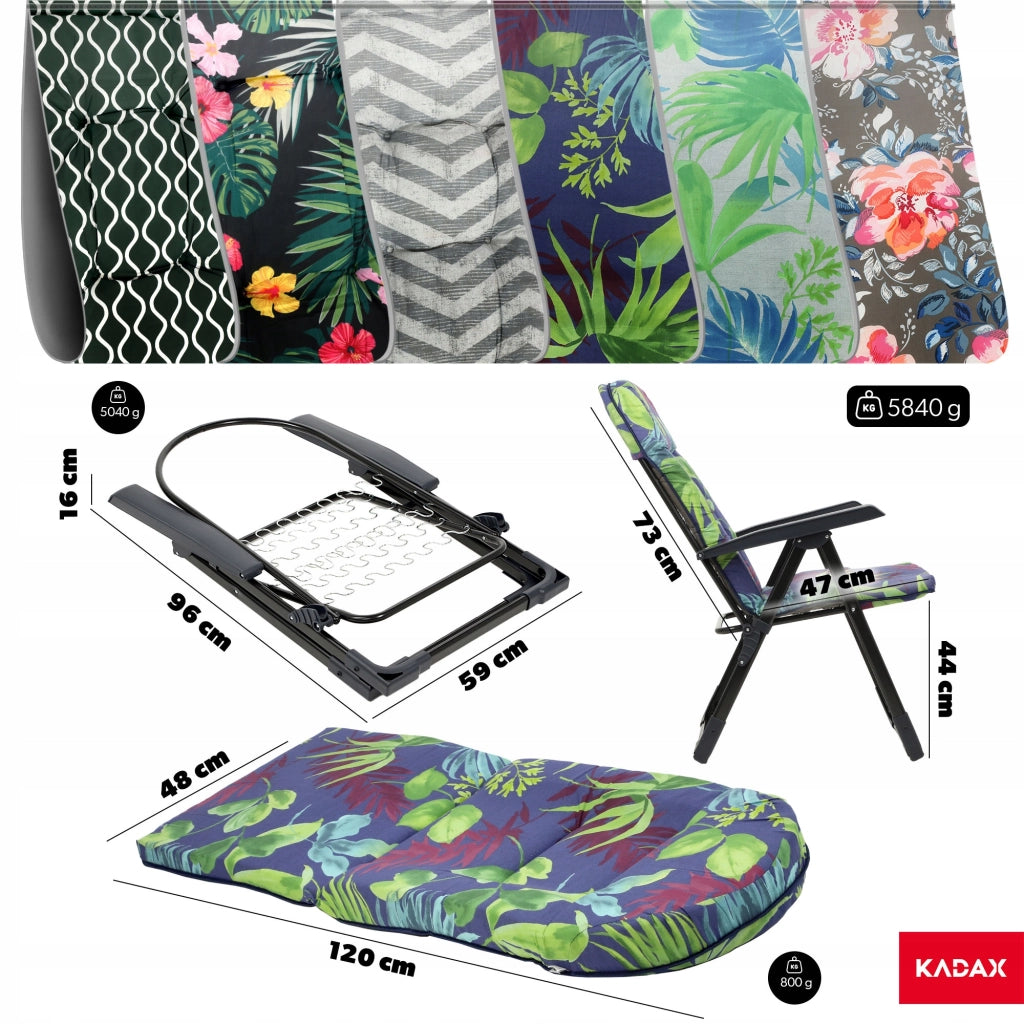 Sedia a sdraio da giardino KADAX, pieghevole, da spiaggia, regolabile, comoda, per turisti, da terrazza
