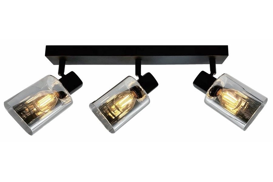 Plafoniera nera Harlow 3 luci vetri fumé E14 40W Reality