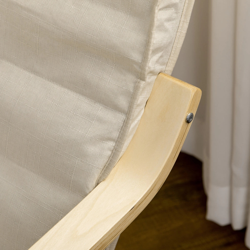 Poltrona Relax Reclinabile con Poggiapiedi e Poggiatesta ¨C Zephmum ¨C Tessuto Crema 66.5x94x100 cm