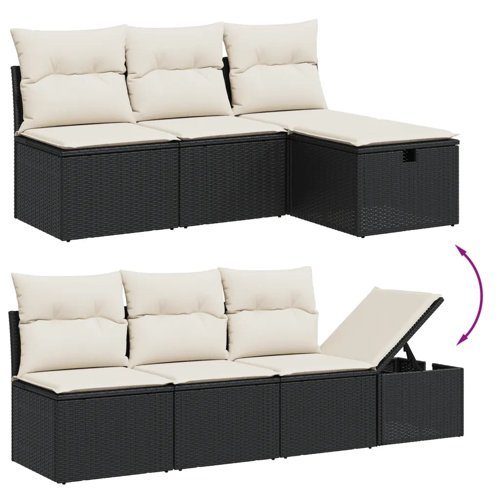 Set Divani da Giardino con Cuscini 8 pz Nero in Polyrattan 3264512