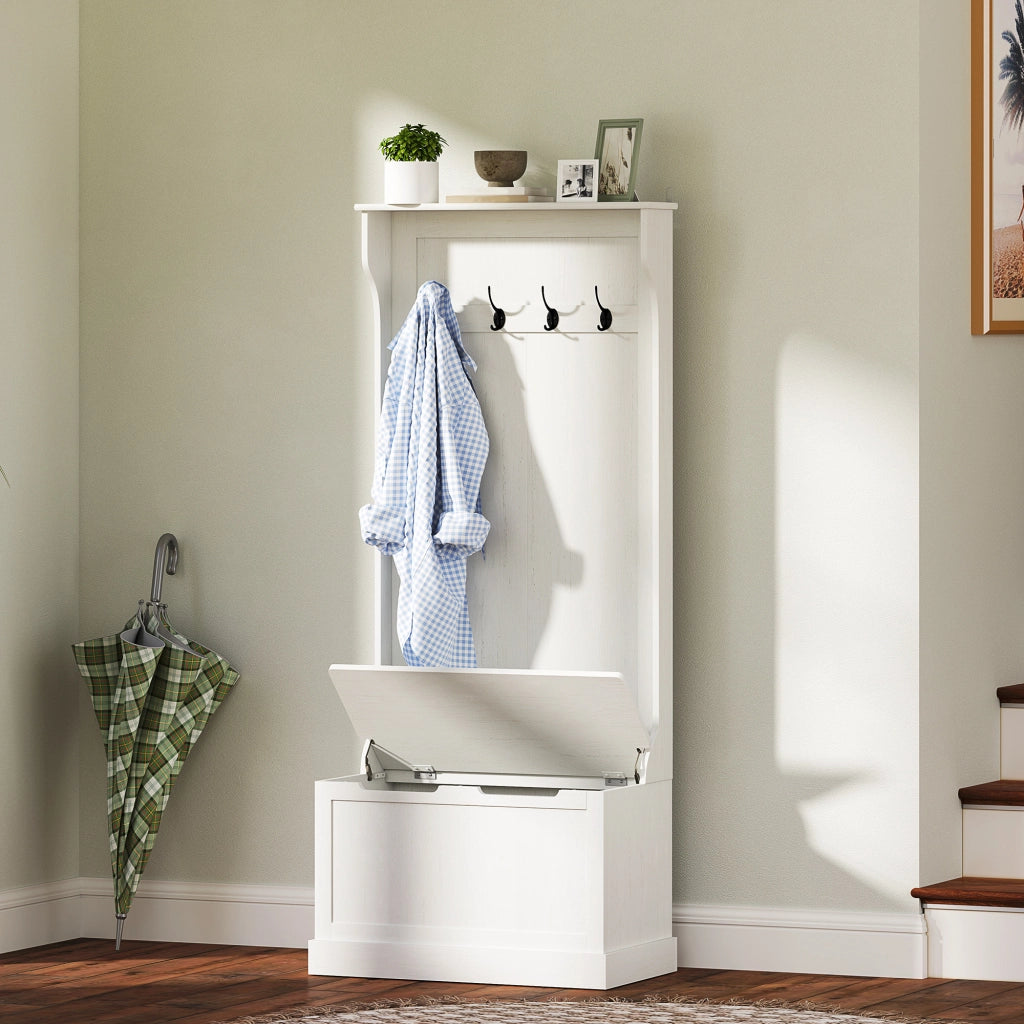 Mobile ingresso con portascarpe e appendiabiti ¨C Xylo ¨C bianco 71,5x39,5x170 cm