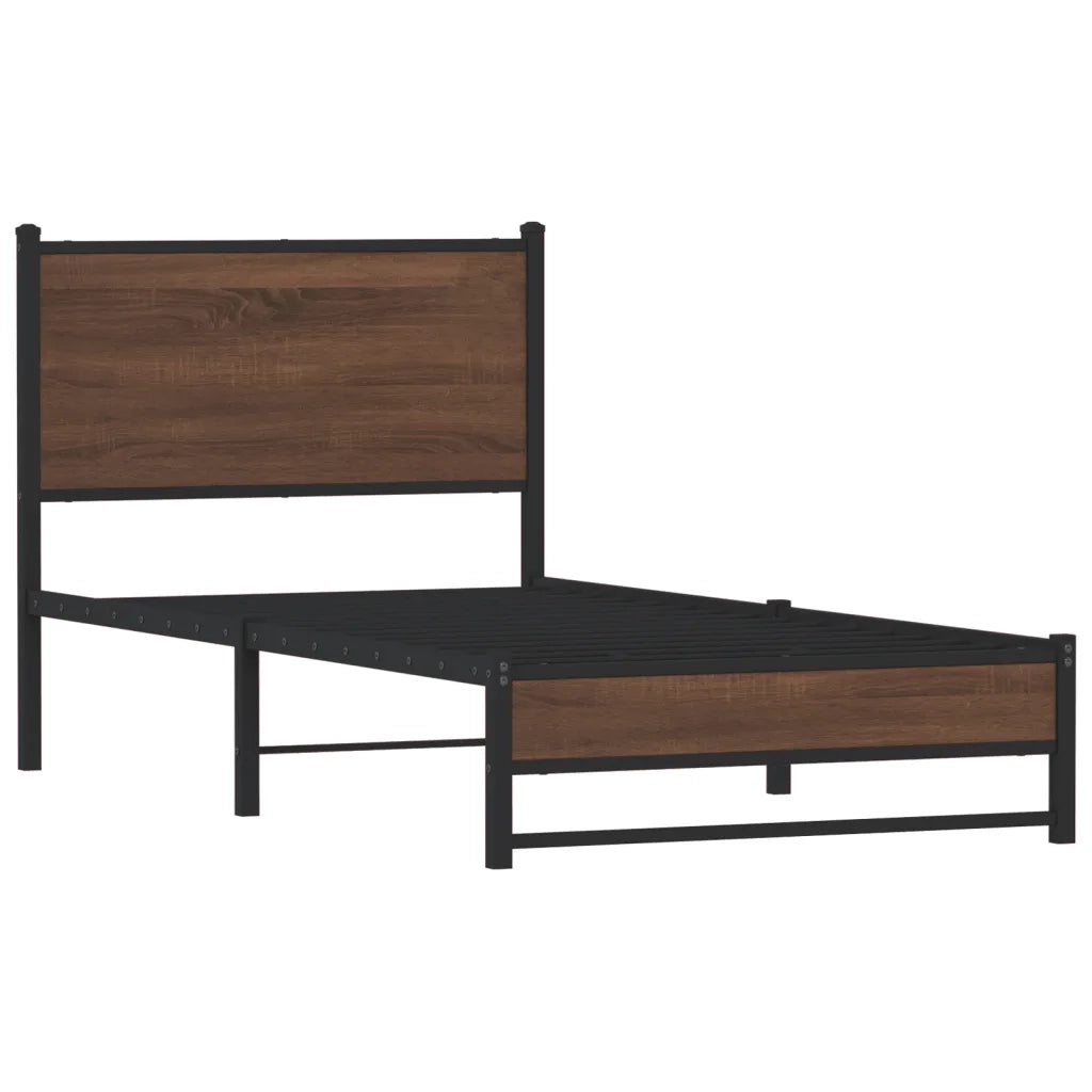 Giroletto senza Materasso-Struttura Letto in Metallo Rovere Marrone 75x190 cm 851563
