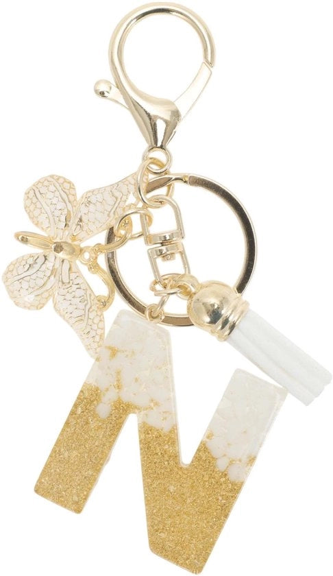 Serratura con Farfalla - Serratura per Ragazze - Serratura Lettera N - Vernice/Legante - 9,3 cm - Duraturo e Resistentente alla Luce