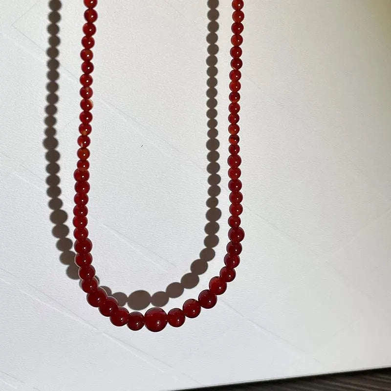 Collana vintage in agata rossa fatta a mano, regalo di Natale per donna, regalo di compleanno