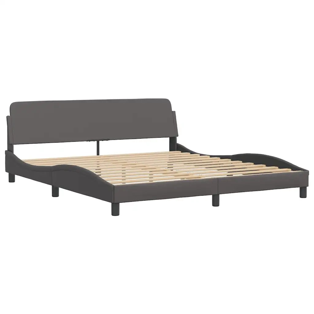 Letto matrimoniale | Letto per adulti | Giroletto senza Materasso Hvar Grigio 180x200 cm in Similpelle
