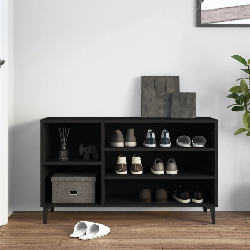 Scarpiera | Mobile per scarpe Nera 102x36x60 cm in Legno Multistrato