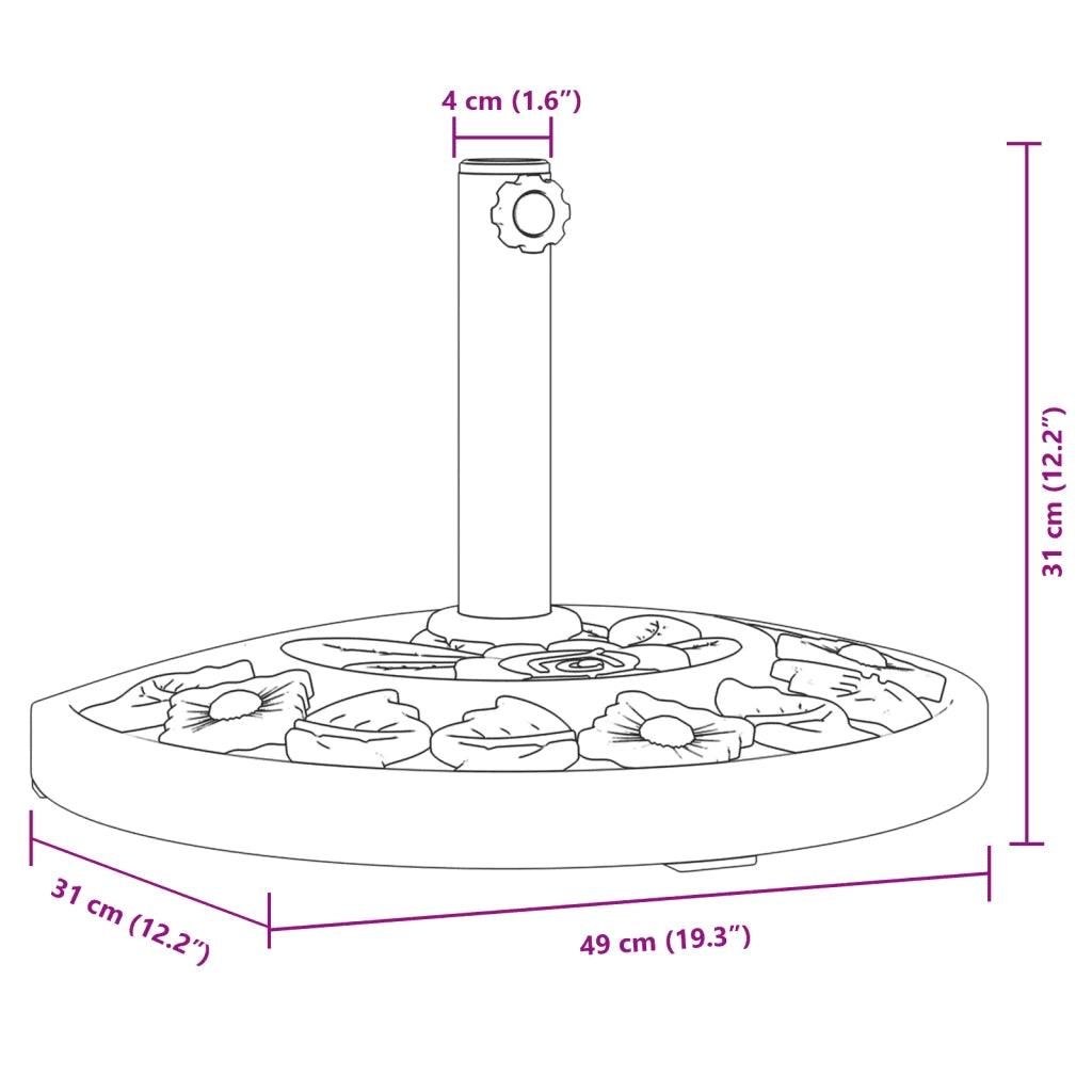 Base per Ombrellone per Pali Ø38/48 mm 9 kg Mezzo Tondo 4007970
