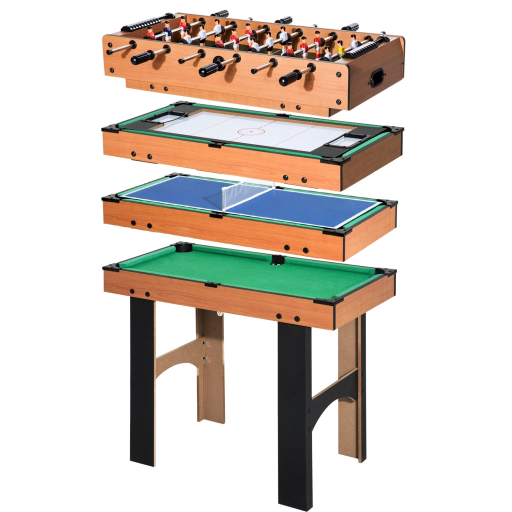 Tavolo da gioco multifunzione 4 in 1: calcio balilla, hockey da tavolo, ping pong, biliardo - Tavolo da gioco multifunzionale 87x43x73cm per