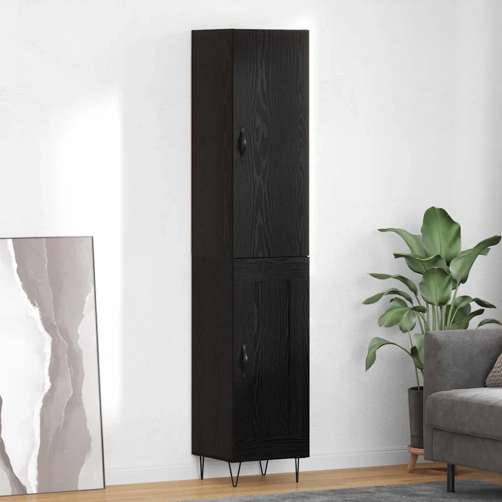 Credenza-Buffet-Armadio da cucina Rovere Nero 69,5 x 34 x 180 cm Legno multistrato 562660