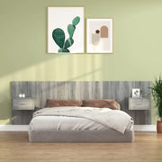 Testiera Letto con Comodini-Testiera con Contenitore in Legno Multistrato Grigio Sonoma 737219