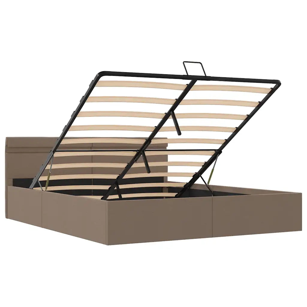 Giroletto Idraulico Contenitore LED-Struttura Letto Tortora Tessuto 160x200cm