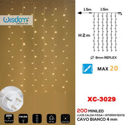 Trade Shop - Tenda Luminosa Natalizia 200 Led Luce Calda Fissa + Bianca Intermittente Xc-3029 -