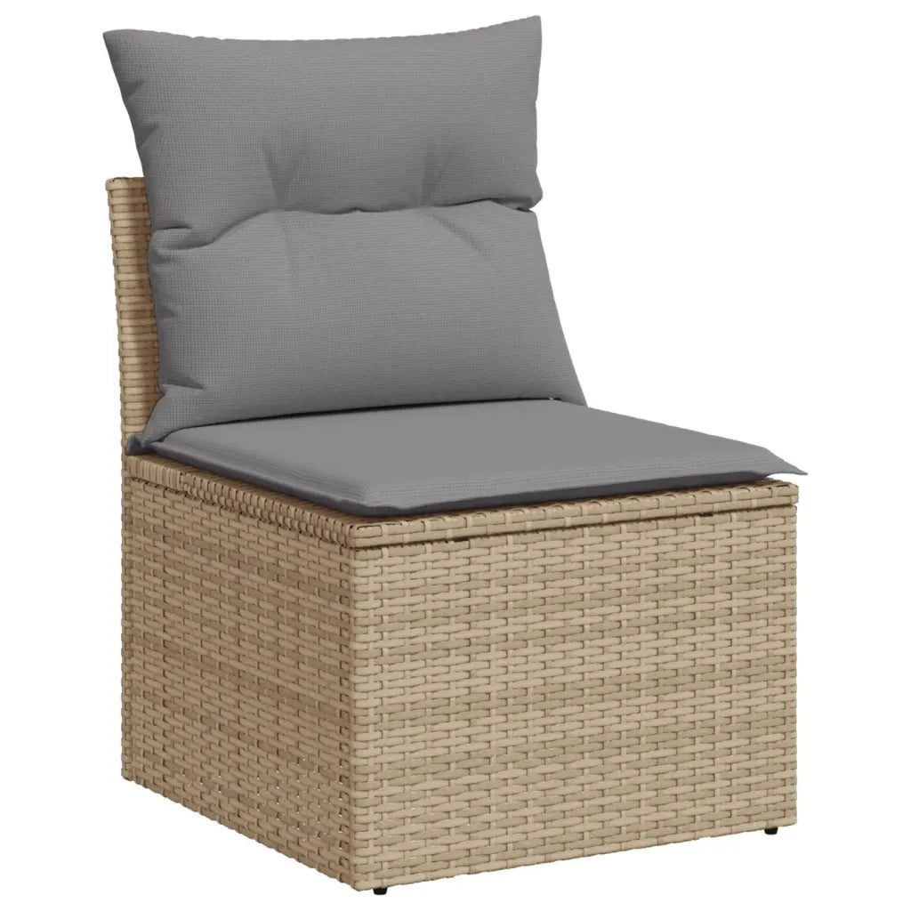 Set Divano da Giardino 3 pz con Cuscini Beige in Polyrattan