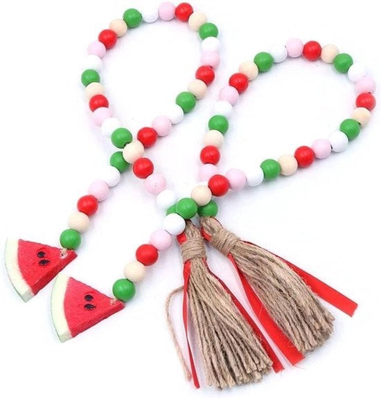 Slinger per esterni - Decorazione per frutta - Stile rustico - Frutta senza - Slinger per frutta con perle - Perle rustiche - Adatto per la decorazione di giardino - Melone - Slinga per frutta leggermente profumata in legno con setole di juta