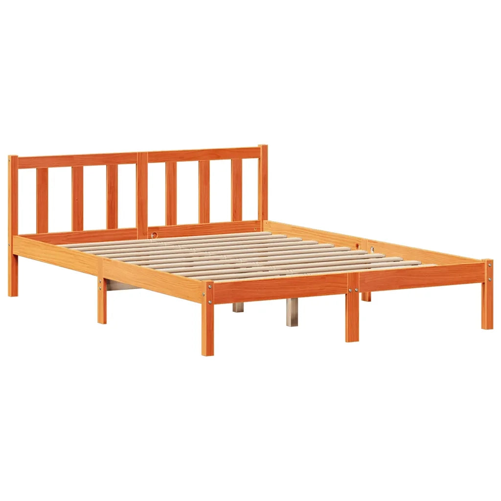 Letto Libreria senza Materasso Marrone Cera 140x200 cm in Pino 3321671