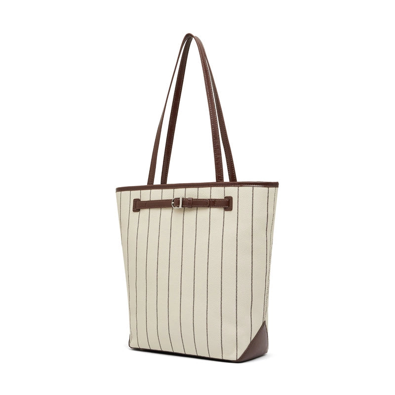Borsa tote da donna in vera pelle, marrone