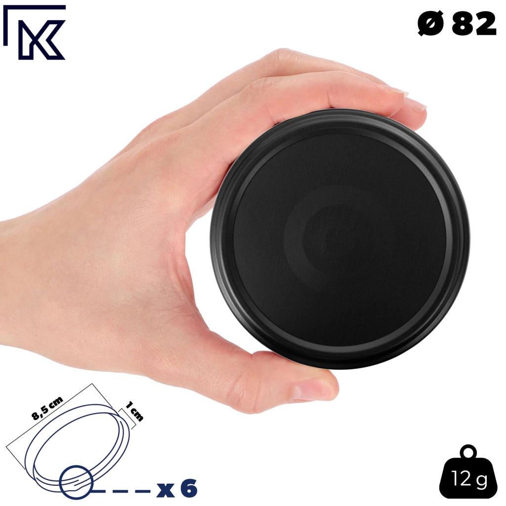 Barattoli per conserve KADAX Denia 250ml 50 pezzi 82mm + coperchio "Nero opaco"