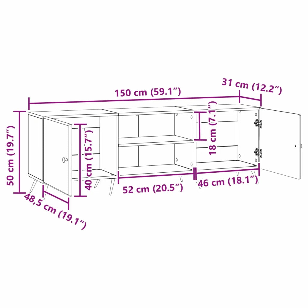Mobile TV | Armadietto TV | Mobile Porta TV Nero 150 x 31 x 50 cm Legno ingegnerizzato