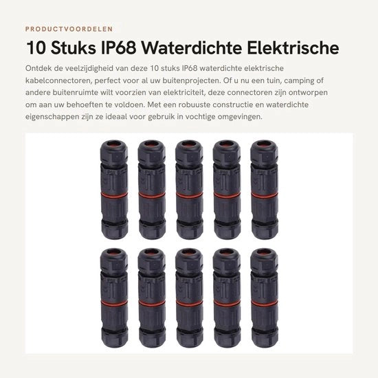 Connettore elettrico IP68 acqua resistente, 10 pezzi, scatola di connessione esterna, 3 poli, affidabile e duraturo per giardino e campeggio
