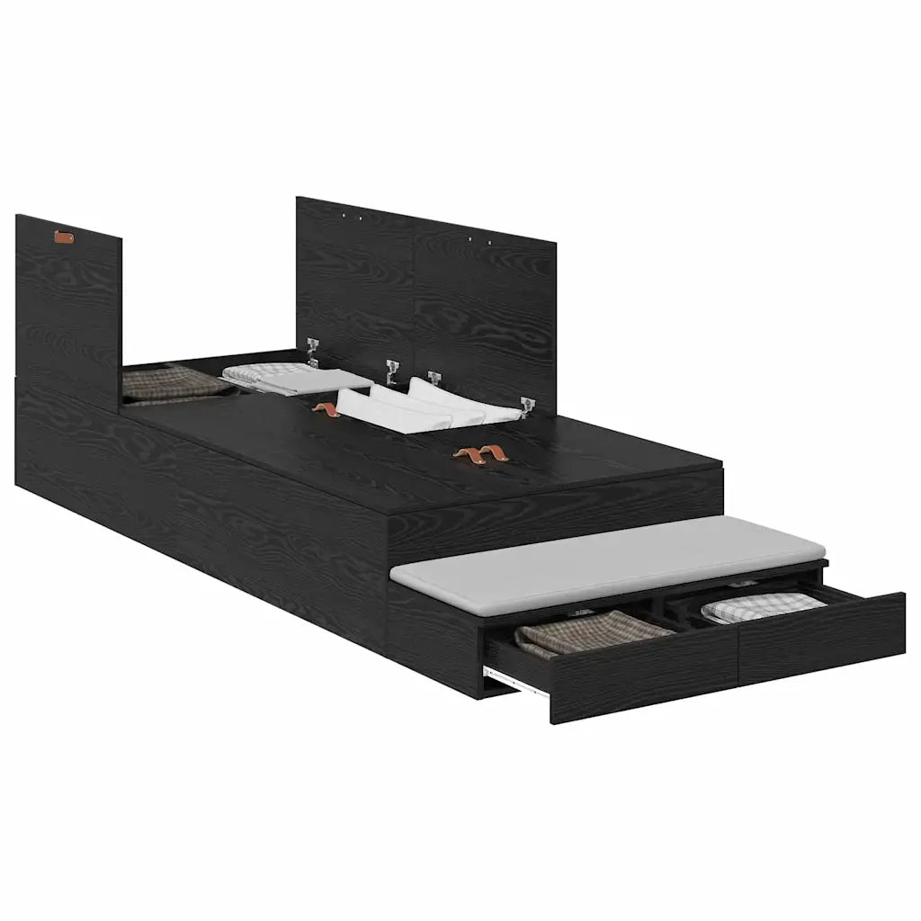 Struttura letto con contenitore con cassetto Rovere Nero 75 cm 3335678