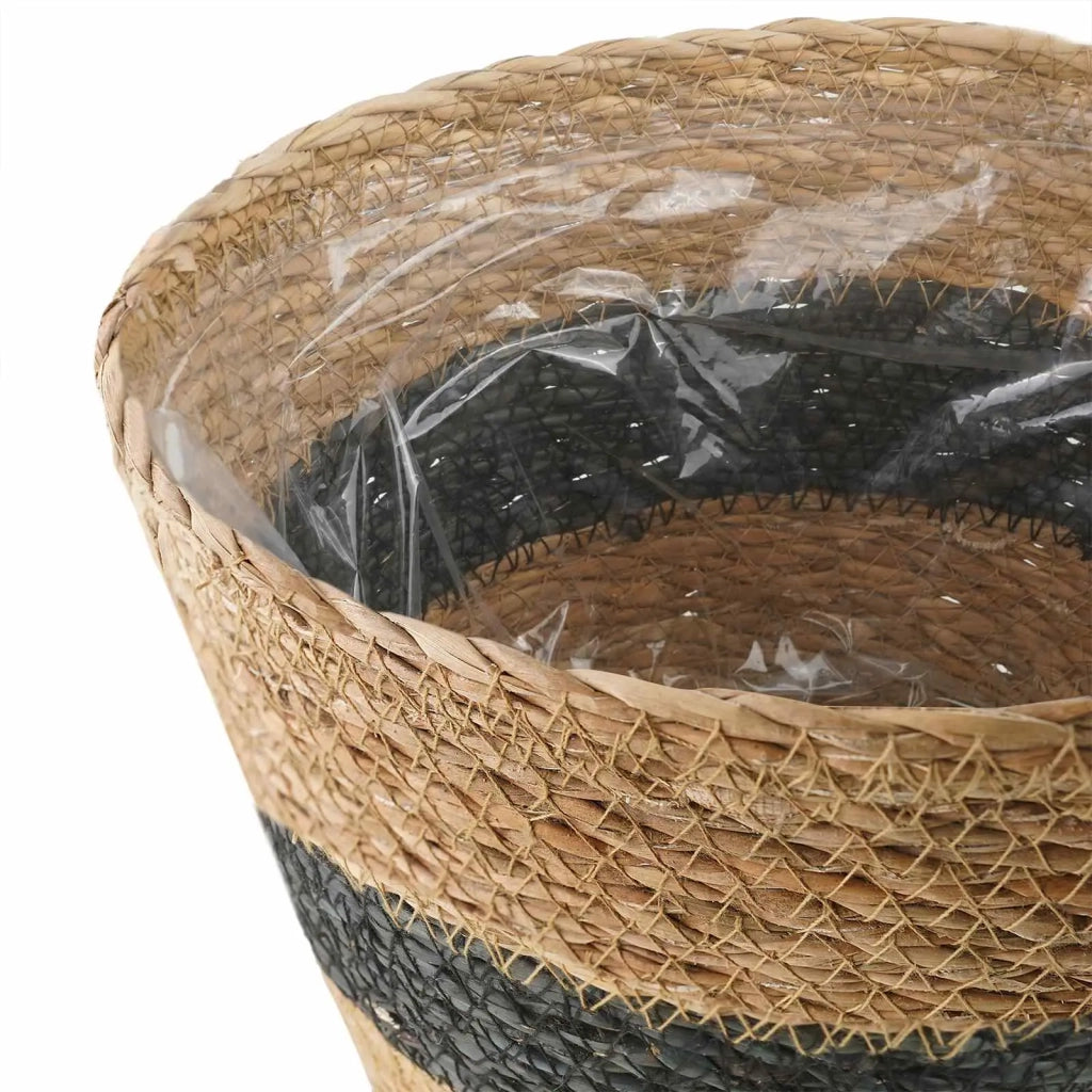 Cesti per piante in erba marina 3 pz Naturale e Nero CFW7031710