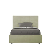 BS COM Letto una piazza e mezza senza rete imbottito 120x200 microfibra tè verde
