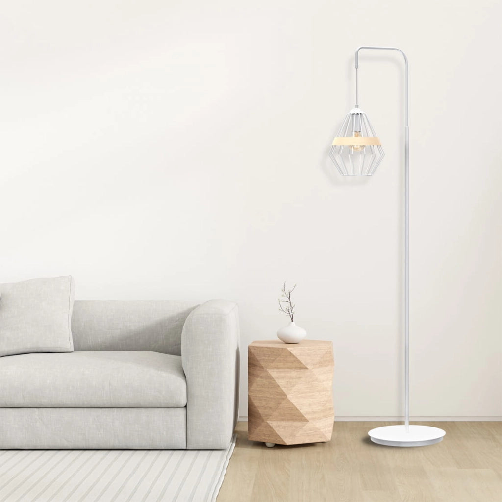 Lampada da terra Cliff bianca/legno E27 60W Milagro