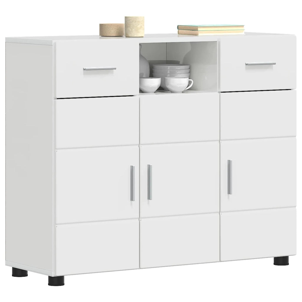 Armadio in Legno con cassetto Bianco Lucido 88,5 x 30,5 x 73 cm 880285