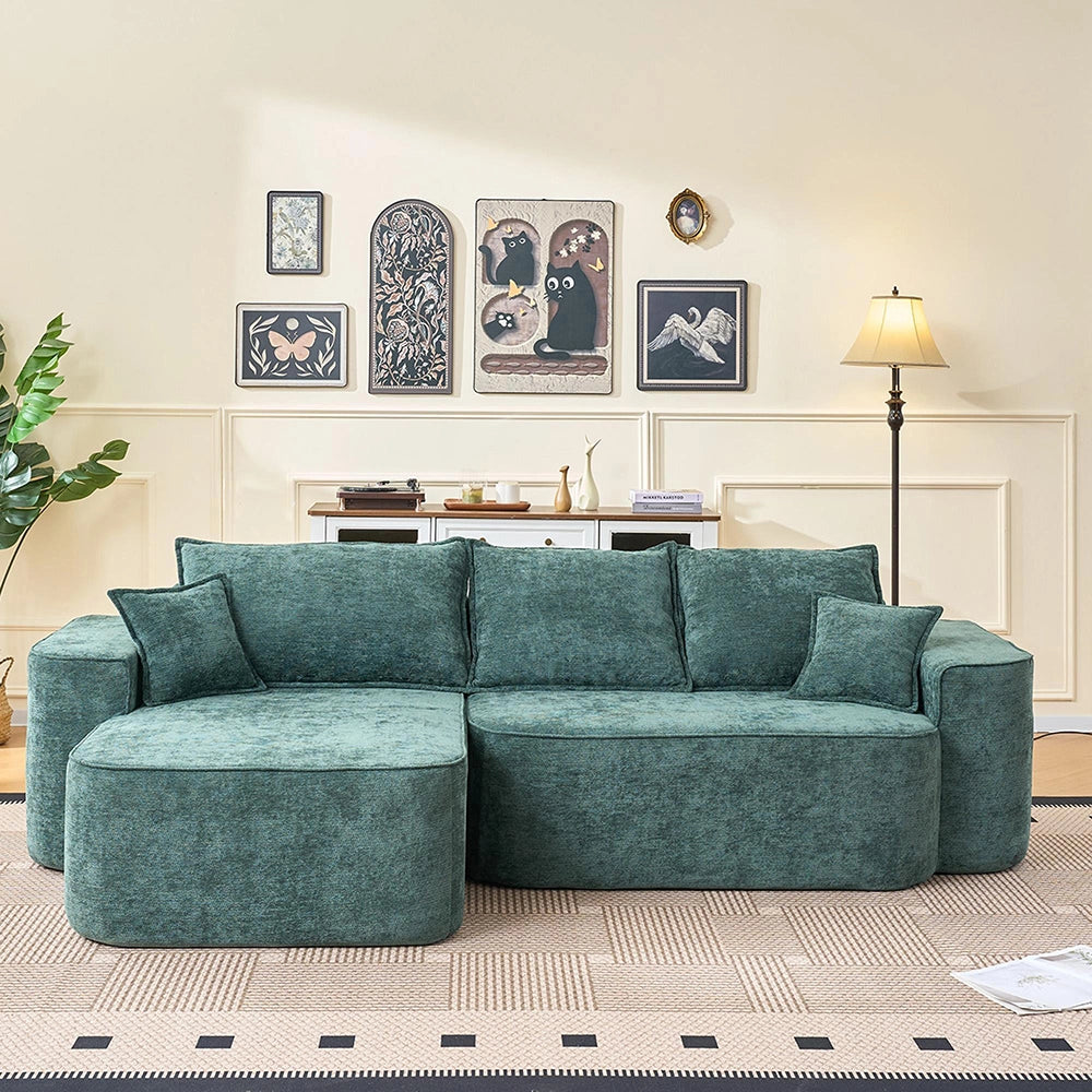 Divano angolare Cloud Couch - Xylo - 262 cm - Verde - Con poltrona reclinabile e seduta XXL