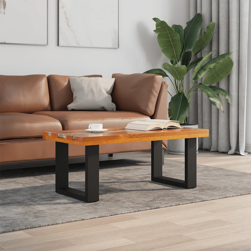 Tavolino da salotto | Tavolino da caff¨¨ | Tavolino da Soggiorno in Legno di Teak e Resina 100x50 cm