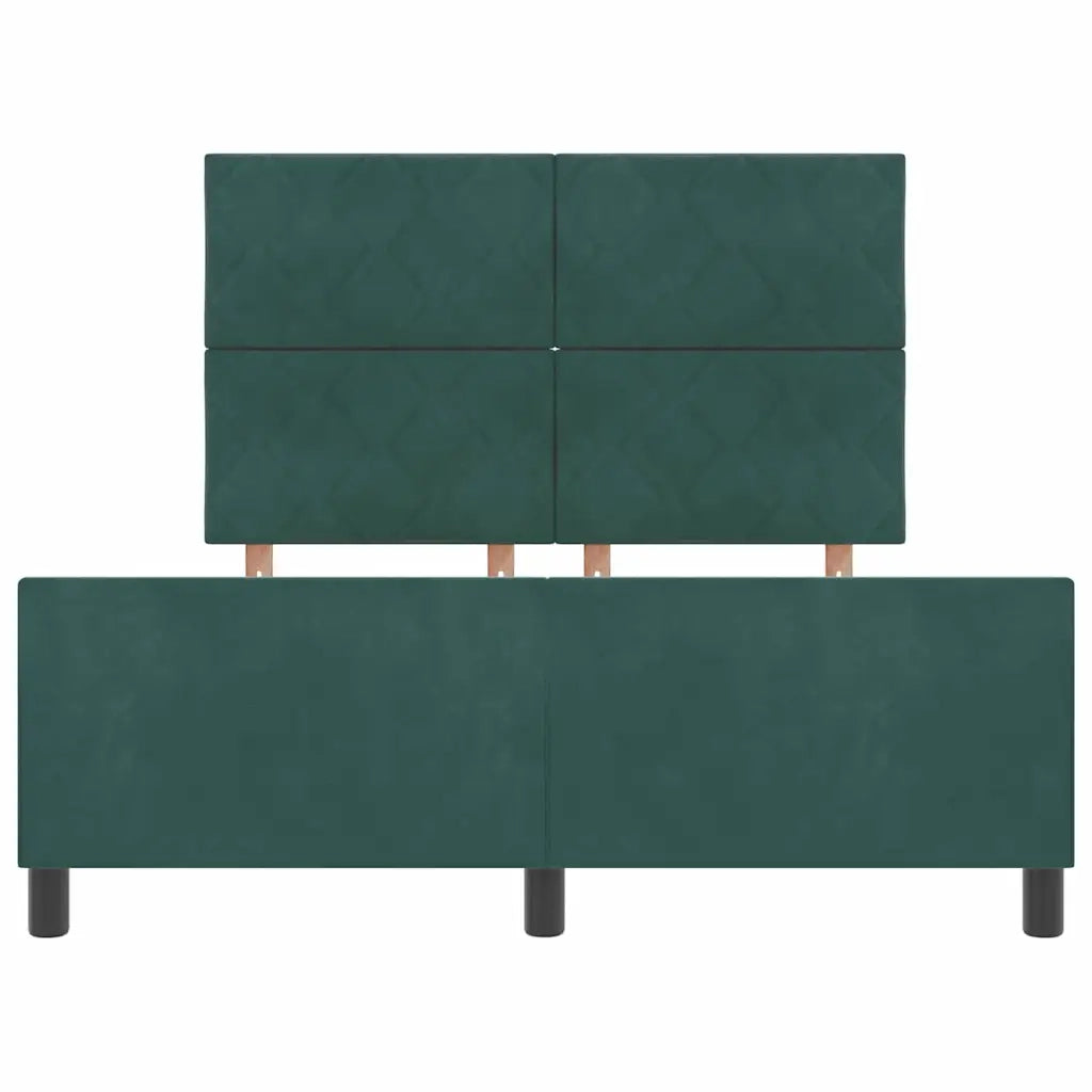 Letto a molle con testiera Verde Scuro 140 x 190 cm Velluto 3345008