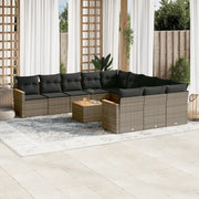 Set Divani da Giardino 12 pz con Cuscini Grigio in Polyrattan