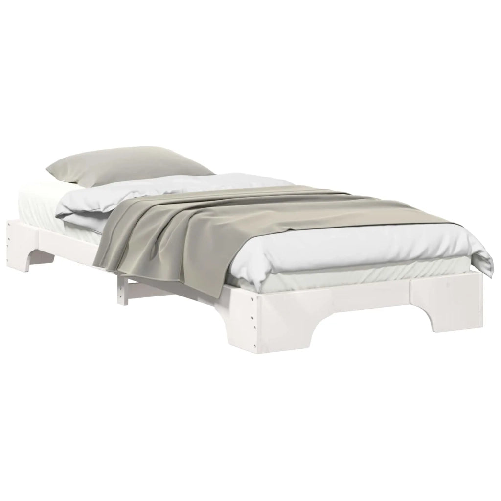 Letto singolo | Letto per adulti | Struttura del letto Bianco 100 x 210 cm Pino massello