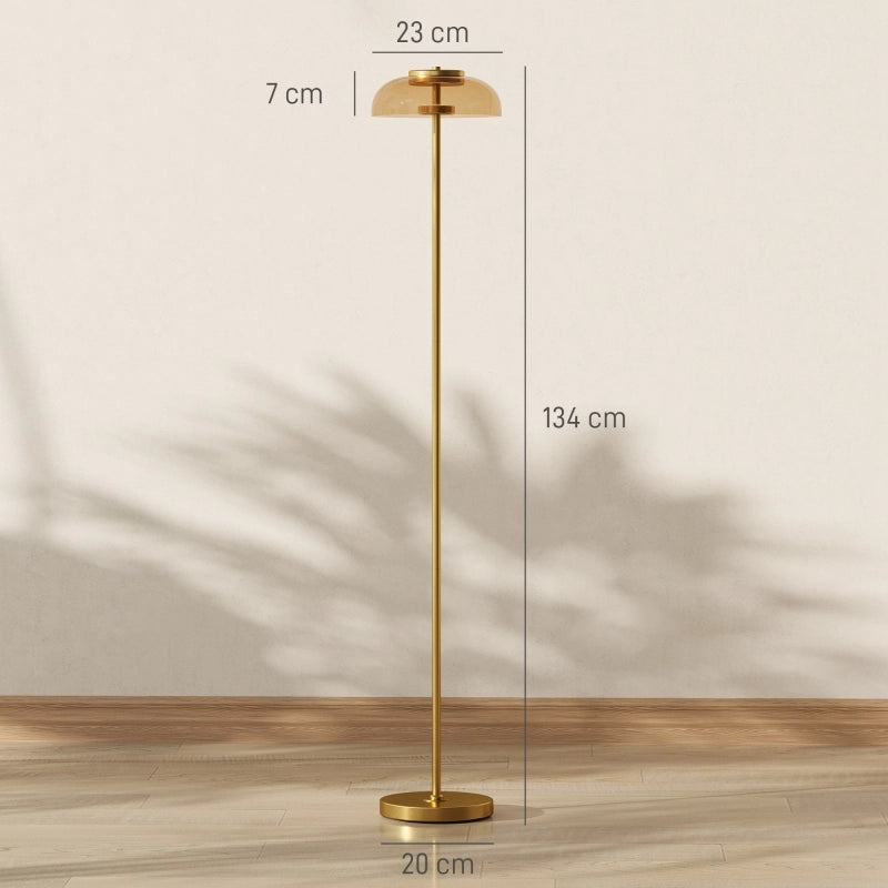 LAMPADA DA TERRA LED 3000 K Ottone antico Vetro e metallo