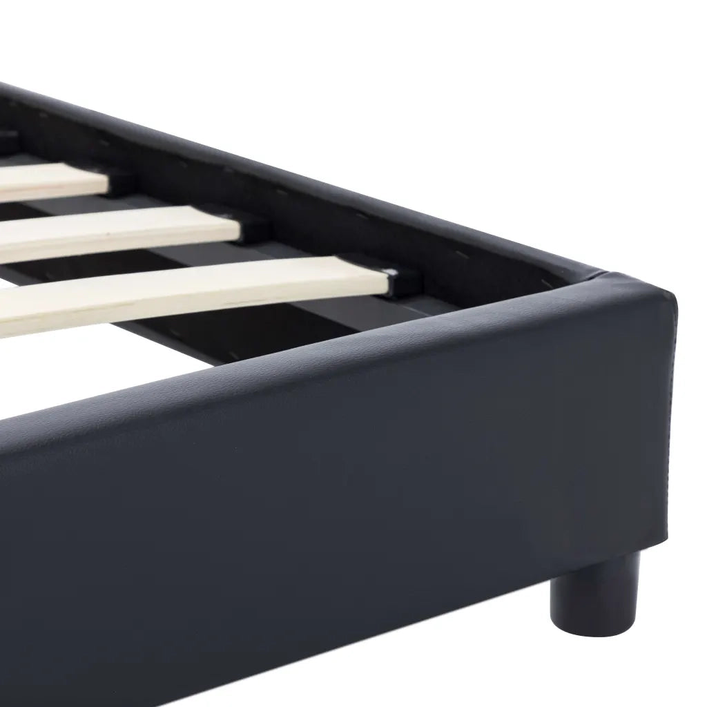 Letto singolo | Letto per adulti | Giroletto Nero in Similpelle 90x200 cm