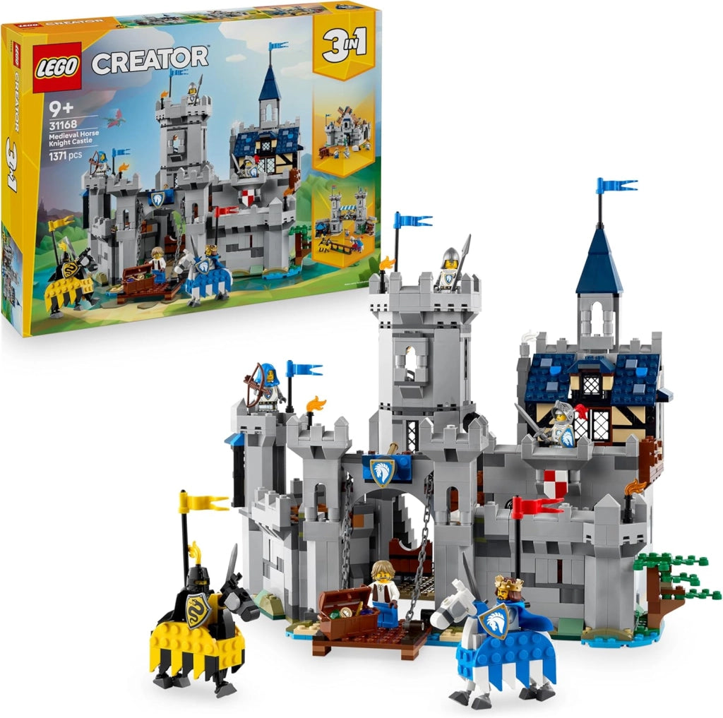 LEGO Creator 3 in 1 Castello del Cavaliere Medievale - Giocattolo Trasformabile in Scena di Torneo o in Villaggio - Incl