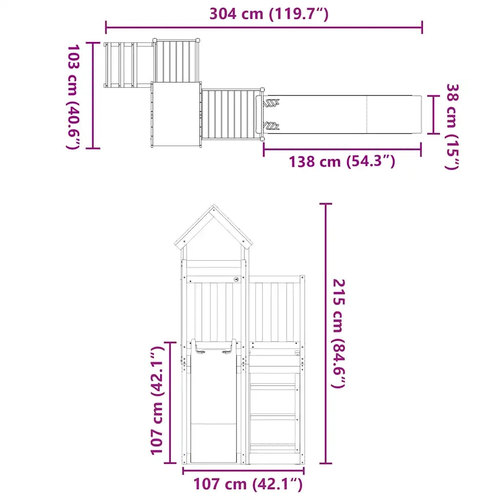 Set da Gioco da Esterno in Legno di Pino Impregnato CFW6243404