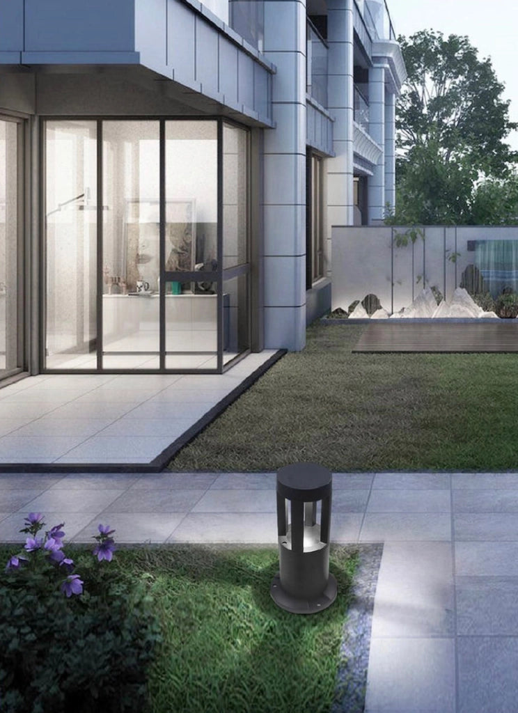 LAMPIONE PALO GIARDINO A LED ILLUMINAZIONE DA ESTERNO 15W IP65 30CM GRIGIO LUCE BIANCA FREDDA DECORAZIONI VIALETTI PRATO