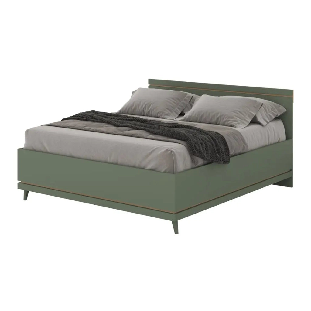 Letto + doghe NOKI – 160x200 cm verde e legno – Stile scandinavo